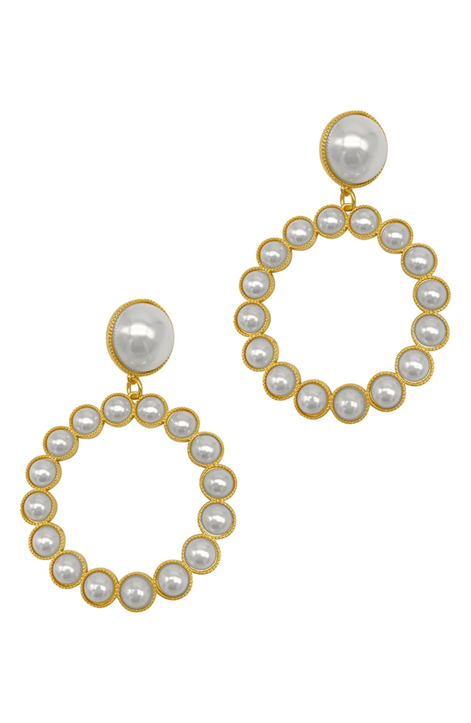 Imitation Pearl Hoop Drop Earrings | Nordstrom Rack