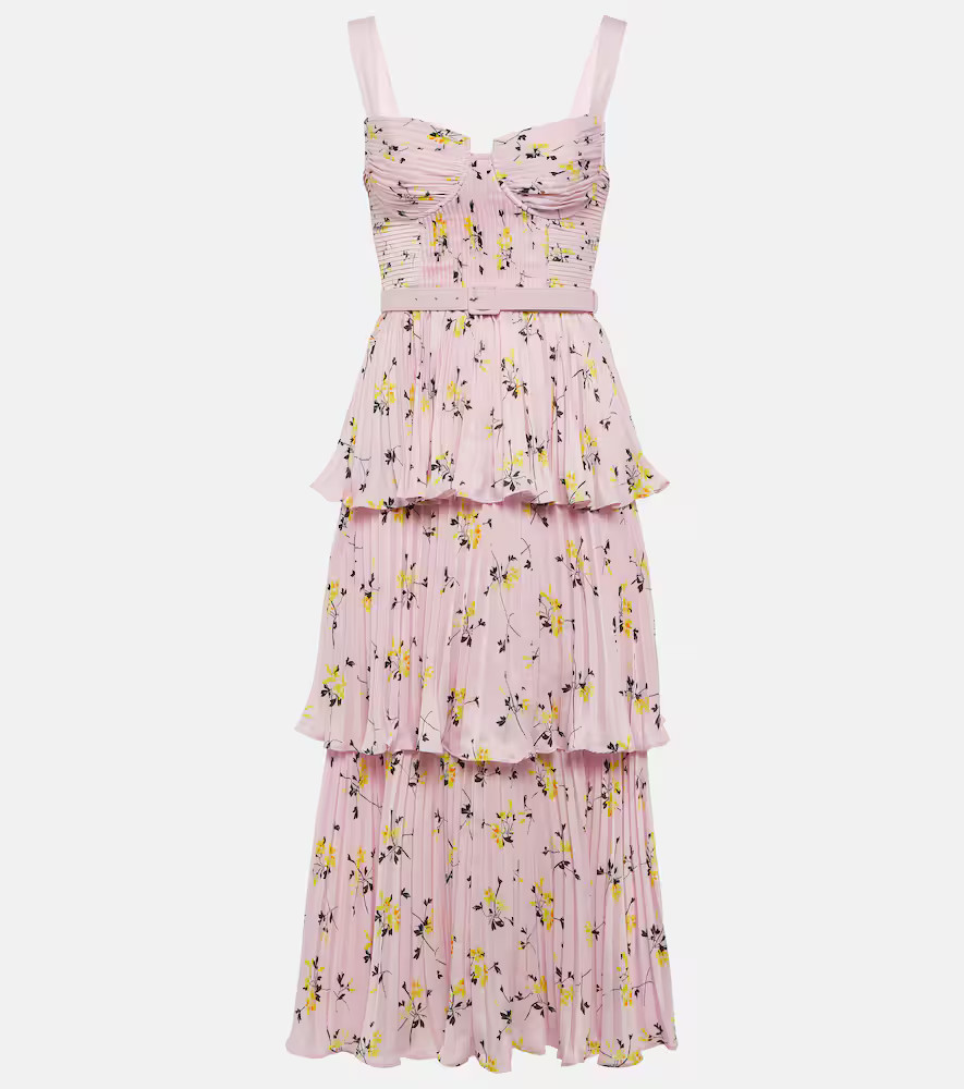 Self-Portrait Floral satin midi dress | Mytheresa (UK)