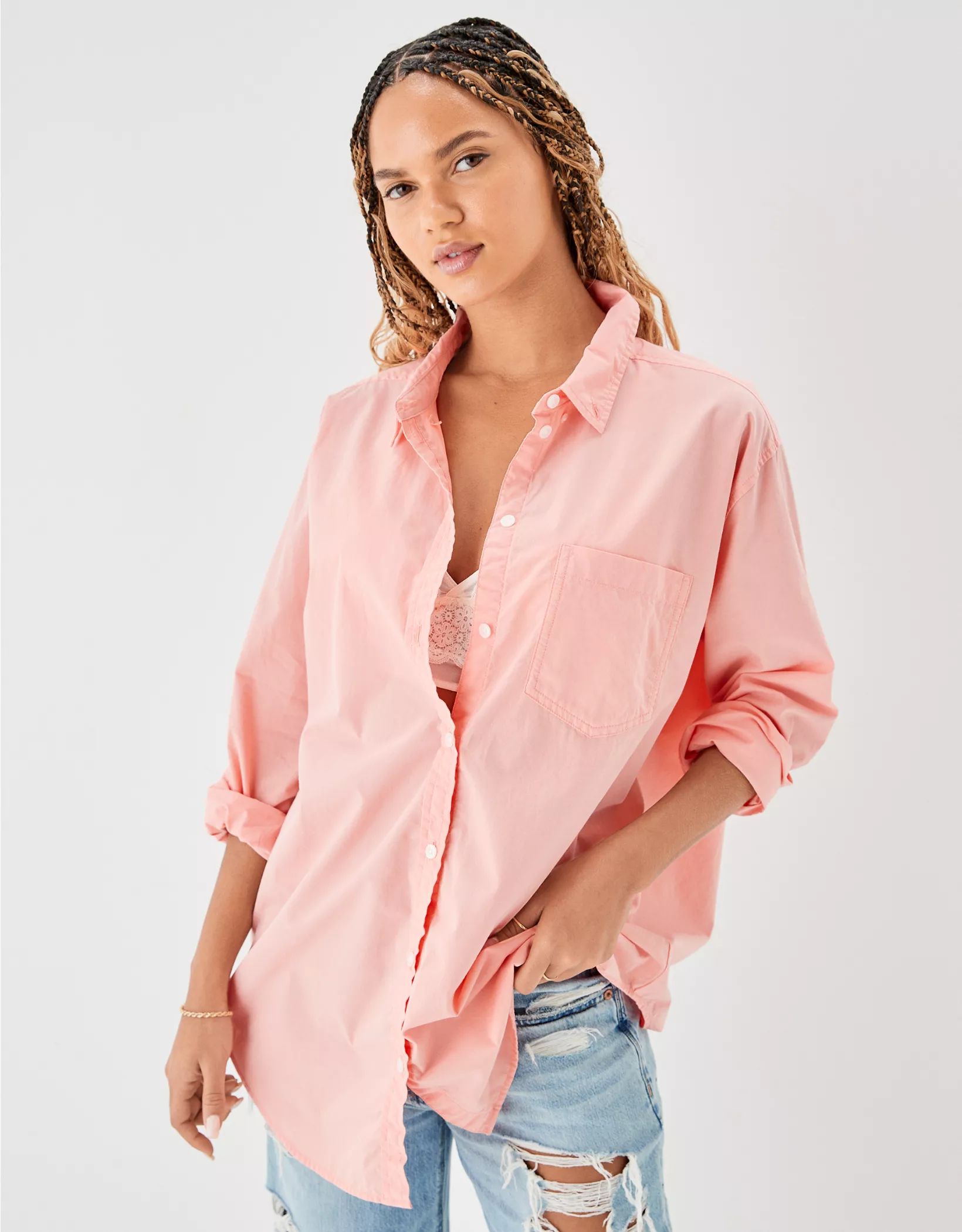 AE Oversized Button-Up Shirt | American Eagle Outfitters (US & CA)