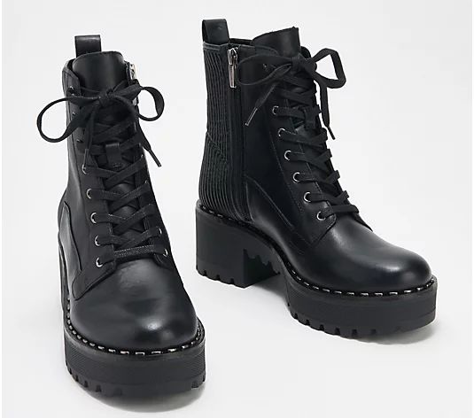 Vince Camuto Leather or Suede Lace-Up Boots - Movelly - QVC.com | QVC