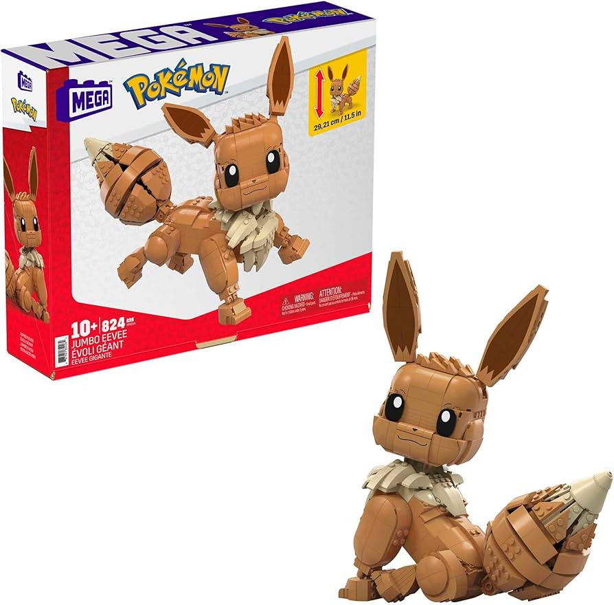 MEGA Pokémon Building Toys Set Jumbo Eevee with 824 Pieces, Articulated and Poseable, 11 Inches ... | Amazon (US)
