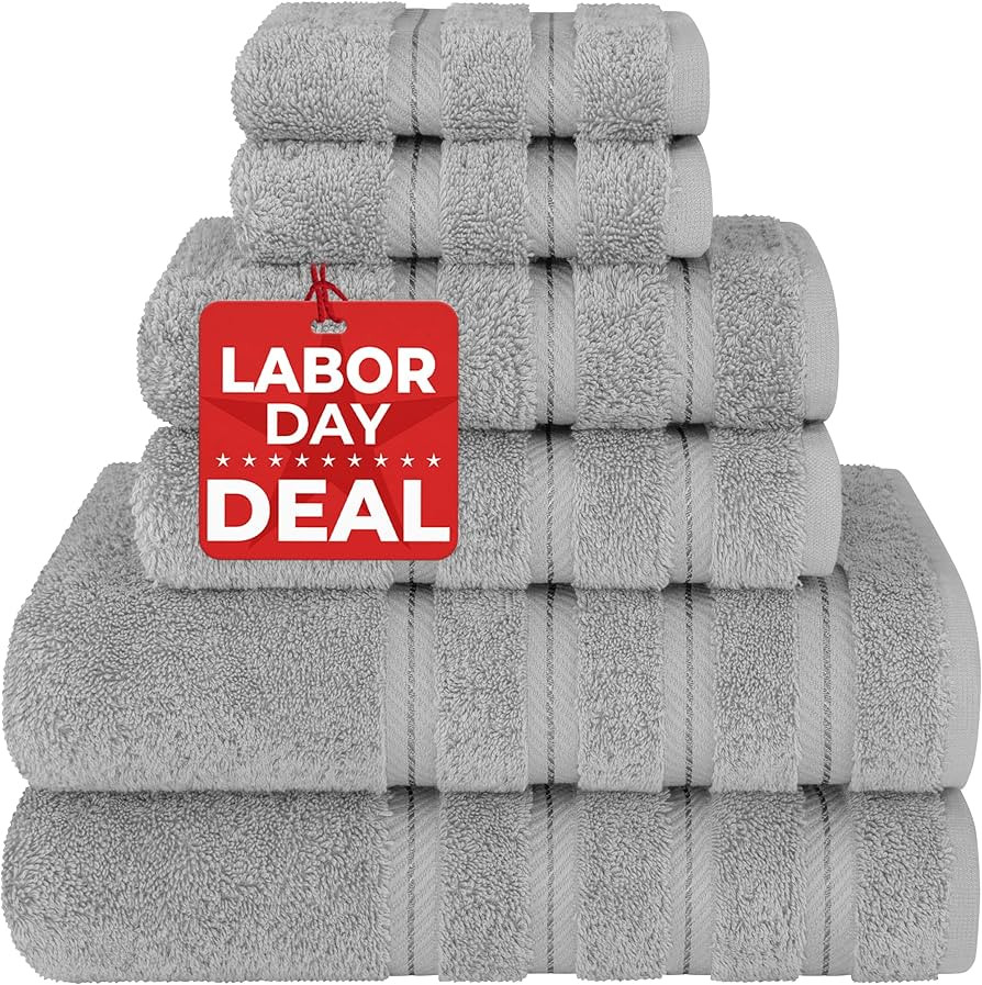 American Soft Linen Luxury 6 Piece Towel Set, 2 Bath Towels 2 Hand Towels 2 Washcloths, 100% Cott... | Amazon (US)