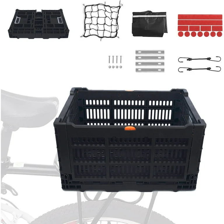 Bike Basket, Foldable 35L Large Capacity Rear Bike Basket, and Durable Bicycle Foldable Rear Bask... | Walmart (US)