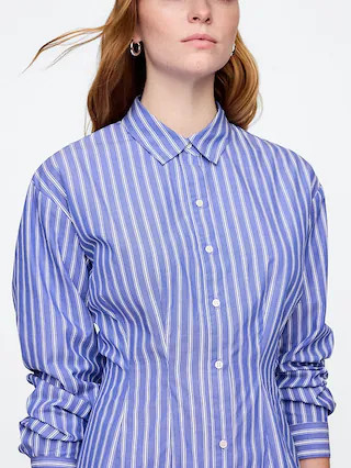 Stripe Poplin Mini Shirtdress | Gap Factory