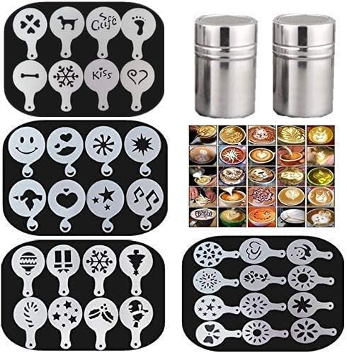 36 Coffee Decorating Stencils + 2 Stainless Steel Mesh Powder Shaker, Magnoloran Foam Latte Art S... | Amazon (US)