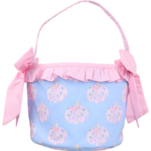 Pink And Blue Floral Pumpkin Candy Bucket | Cecil and Lou