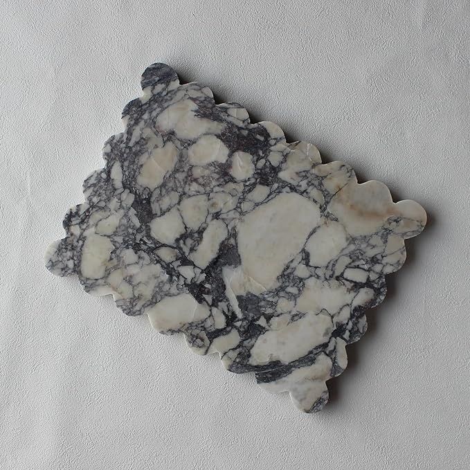 Genuine Calacatta Viola Scalloped Marble Tray 10.8"x8", Rectangle Luxury Vanity Tray for Bathroom... | Amazon (US)