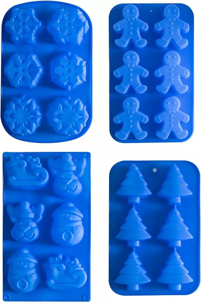 KITCHENATICS Nonstick BPA-free Chocolate Silicone Molds Christmas Designs,  Novelty Silicone Candy Molds Christmas Set, Silicone Christmas Molds for
