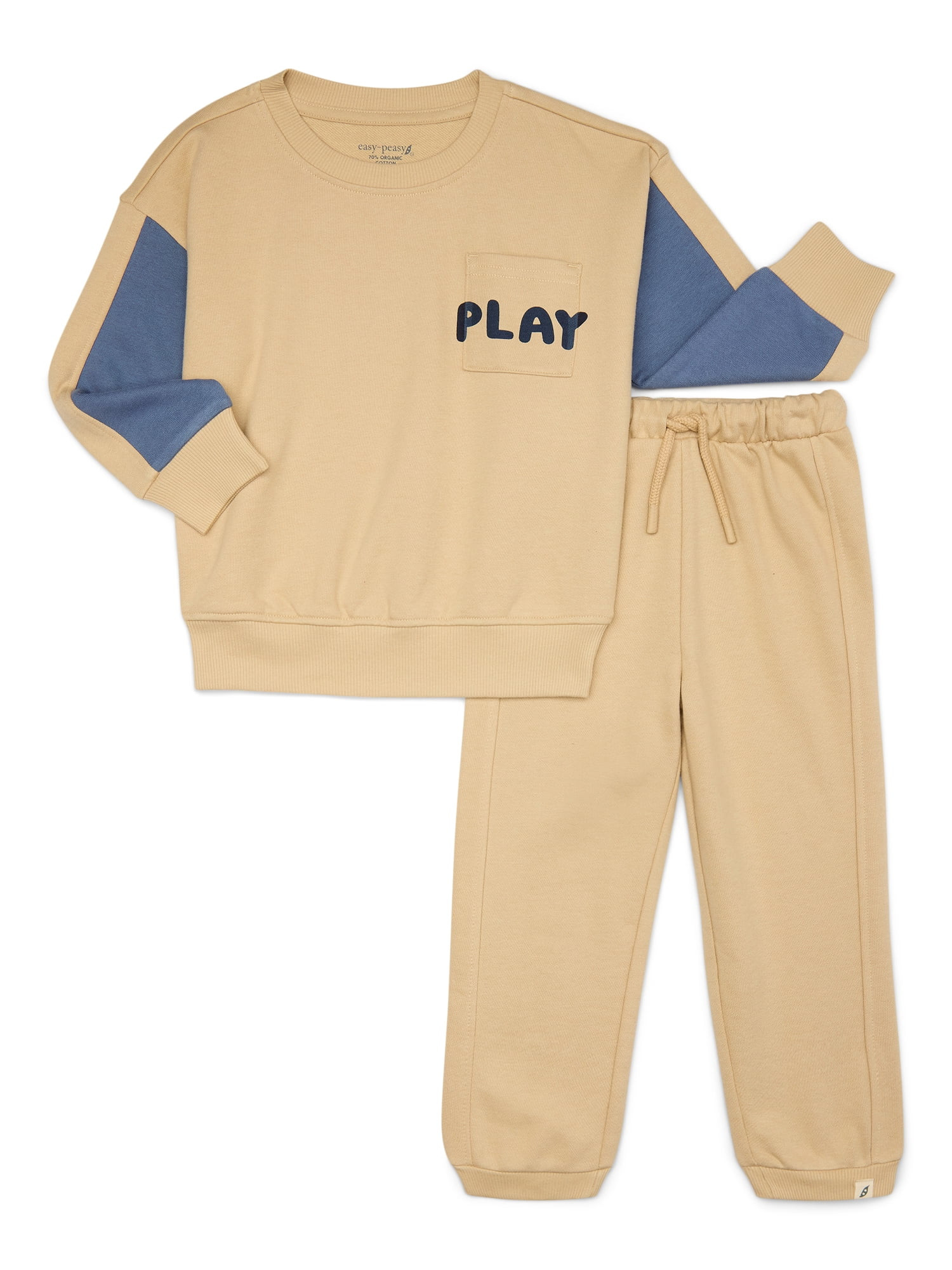 easy-peasy Toddler Boy French Terry Sweatshirt and Jogger Pants Set, 2-Piece, Sizes 18M-5T | Walmart (US)