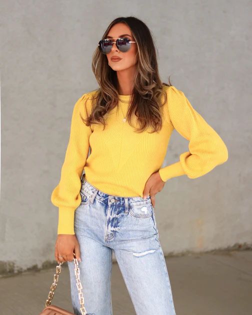 Bubble Over Ribbed Knit Sweater - Yellow | VICI Collection