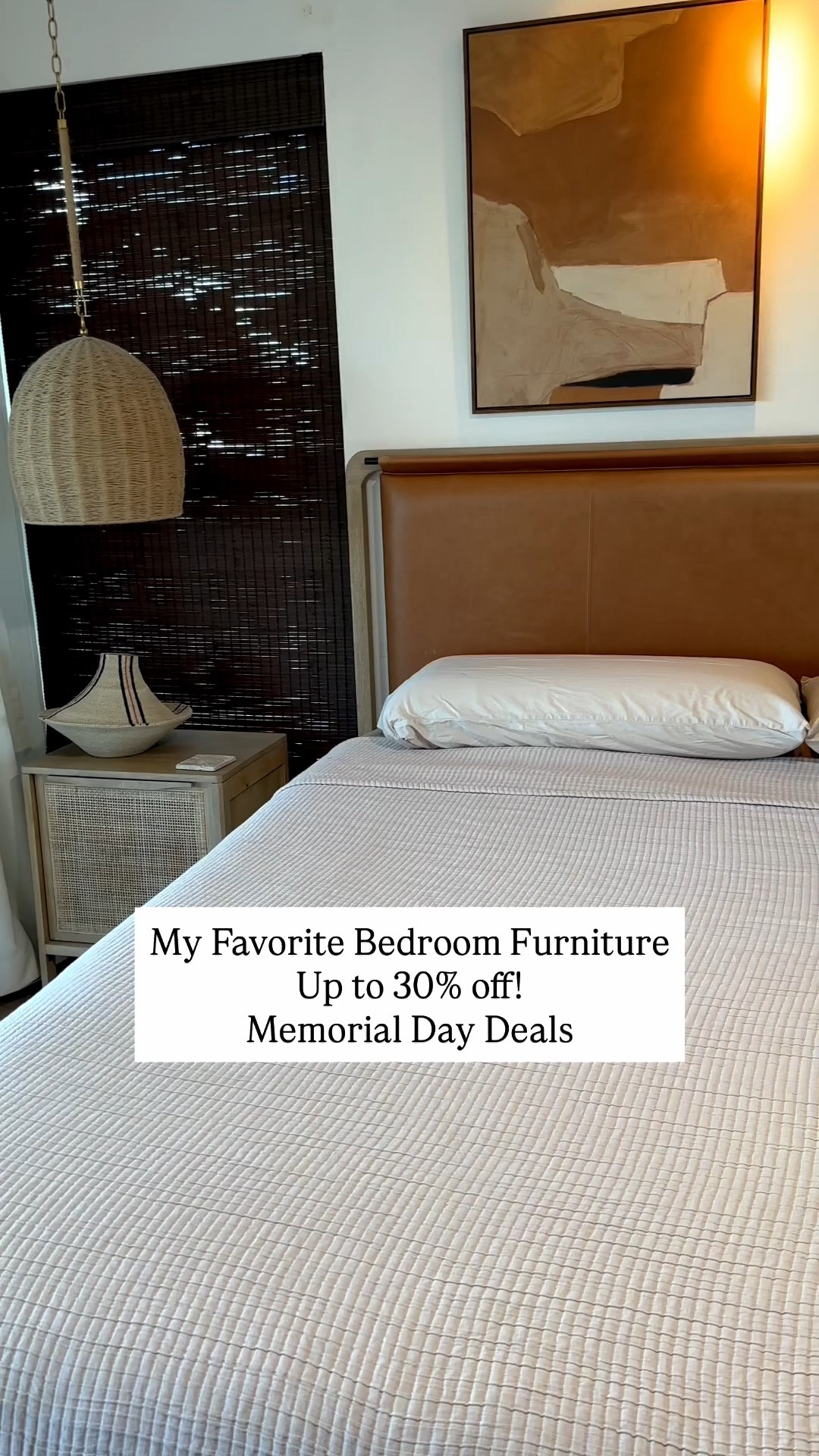 My gorgeous bedroom furniture is all up to 30% off for Memorial Day ! Organic modern, Japandi, wabi sabi bedroom inspiration featuring my favorite @kathykuohome  items!!!

 

The bed is a stunner with the leather headboard, black metal, and perfect light wood frame. The nightstands have great storage & come assembled! And the prettiest decor accents! Loving how this came together 😍✨☁️

#liketkit 

#ad #lovewhereyoulive
