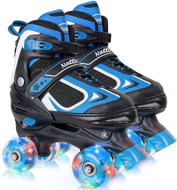 Nattork Kids Roller Skates for Boys Girls Kids, 4 Sizes Adjustable Quad Skates with All Light up ... | Amazon (US)