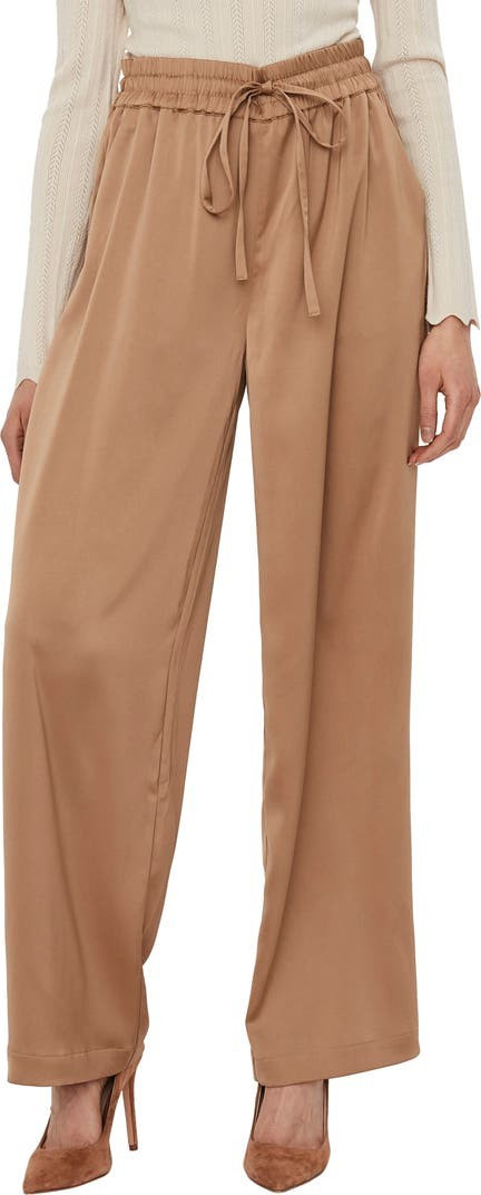 Onna High Waist Wide Leg Satin Drawstring Pants | Nordstrom