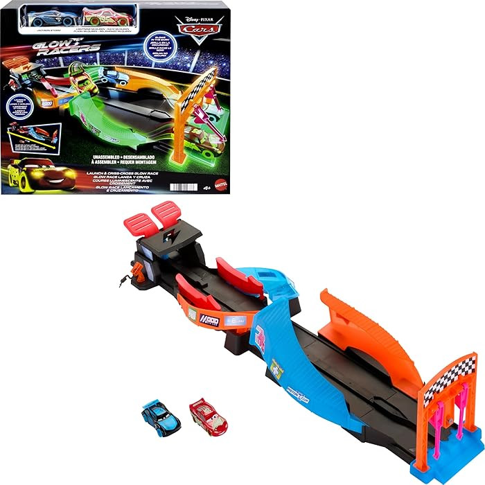 Mattel Disney and Pixar Cars Glow Racers Track Set, Launch & Criss-Cross Playset with 2 Toy Race ... | Amazon (US)