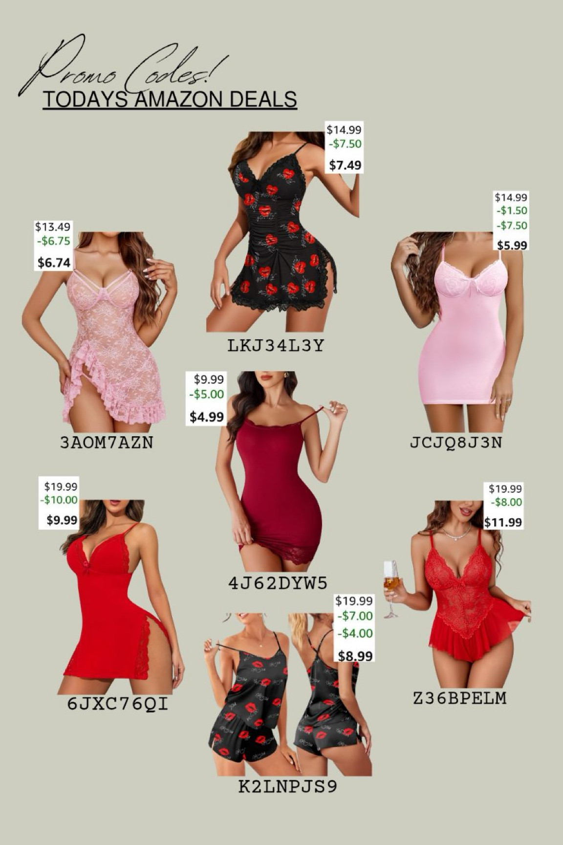 VALENTINES INSPIRED LINGERIE ON AMAZON! 

Screenshot to copy and paste the code at checkout! 

Codes & coupons only work for a limited time! If you get an error, it may have maxed the color/size you selected.. so try another one. Sometimes it helps to check out one item at a time! 
