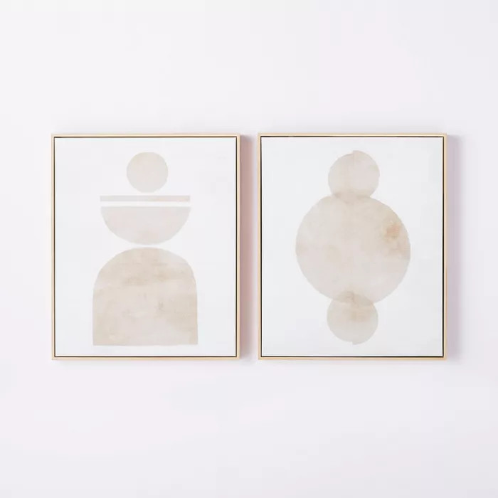 (Set of 2) 20" x 24" Abstract Shapes Framed Canvas Brown - Threshold™ designed with... | Target