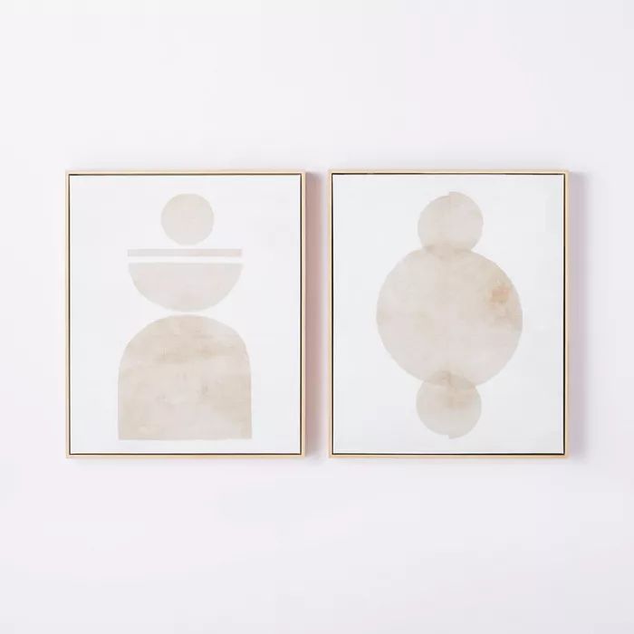 (Set of 2) 20&#34; x 24&#34; Abstract Shapes Framed Canvas Brown - Threshold&#8482; designed with... | Target