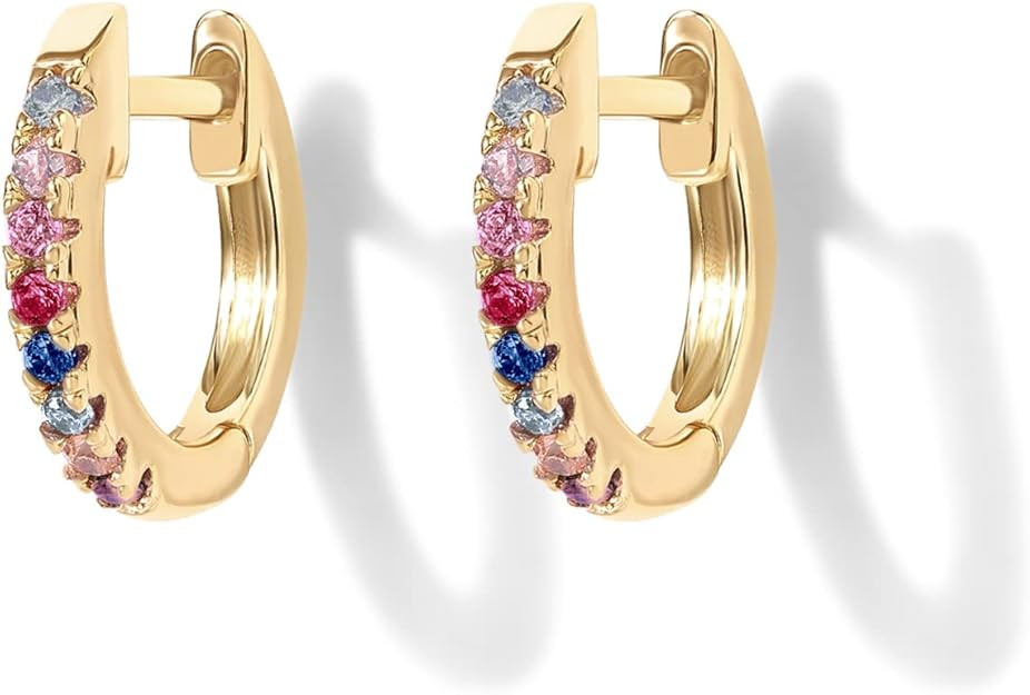 PAVOI 14K Gold Plated Sterling Silver Post Huggies | Cubic Zirconia Huggie Earrings for Women | G... | Amazon (US)