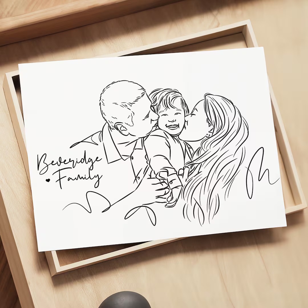 Custom Family & Couple Line Portrait Personalized Parent Gifts Unique Hand-drawn Illustration Spe... | Etsy (US)