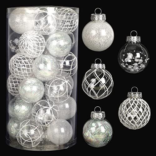 Clear Christmas Ball Ornaments, 30ct 2.36 Inch White Christmas Ornaments Balls for Christmas Tree... | Amazon (US)