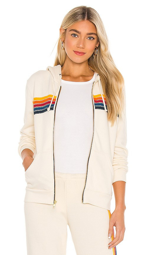 Aviator Nation 5 Stripe Hoodie in Ivory. - size S | Revolve Clothing (Global)