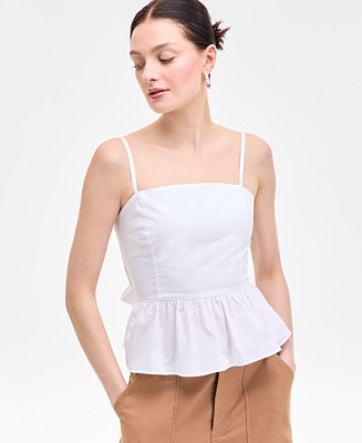 Women's Cotton Tie-Back Peplum Tank, Exclusively at Macy's | Macy's