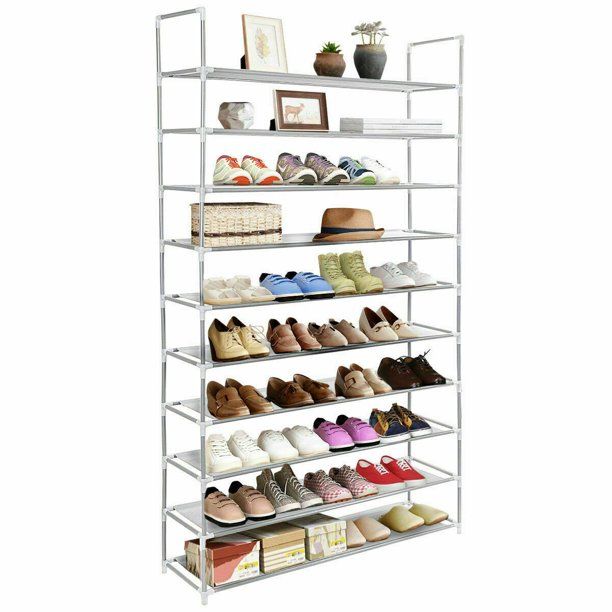 10 Tiers Shoe Rack 50 Pair Stackable Shoe Rack Storage Shelves | Walmart (US)
