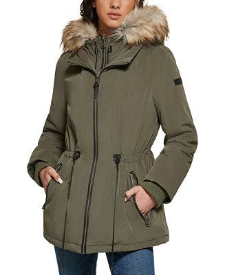 DKNY Women's Faux-Fur-Trim Hooded Anorak, Created for Macy's & Reviews - Coats & Jackets - Women ... | Macys (US)