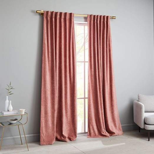 Worn Velvet Curtain - Pink Grapefruit | West Elm (US)