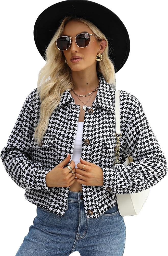 Gihuo Women's Fashion Cropped Shacket Button Down Corduroy Crop Jacket | Amazon (US)