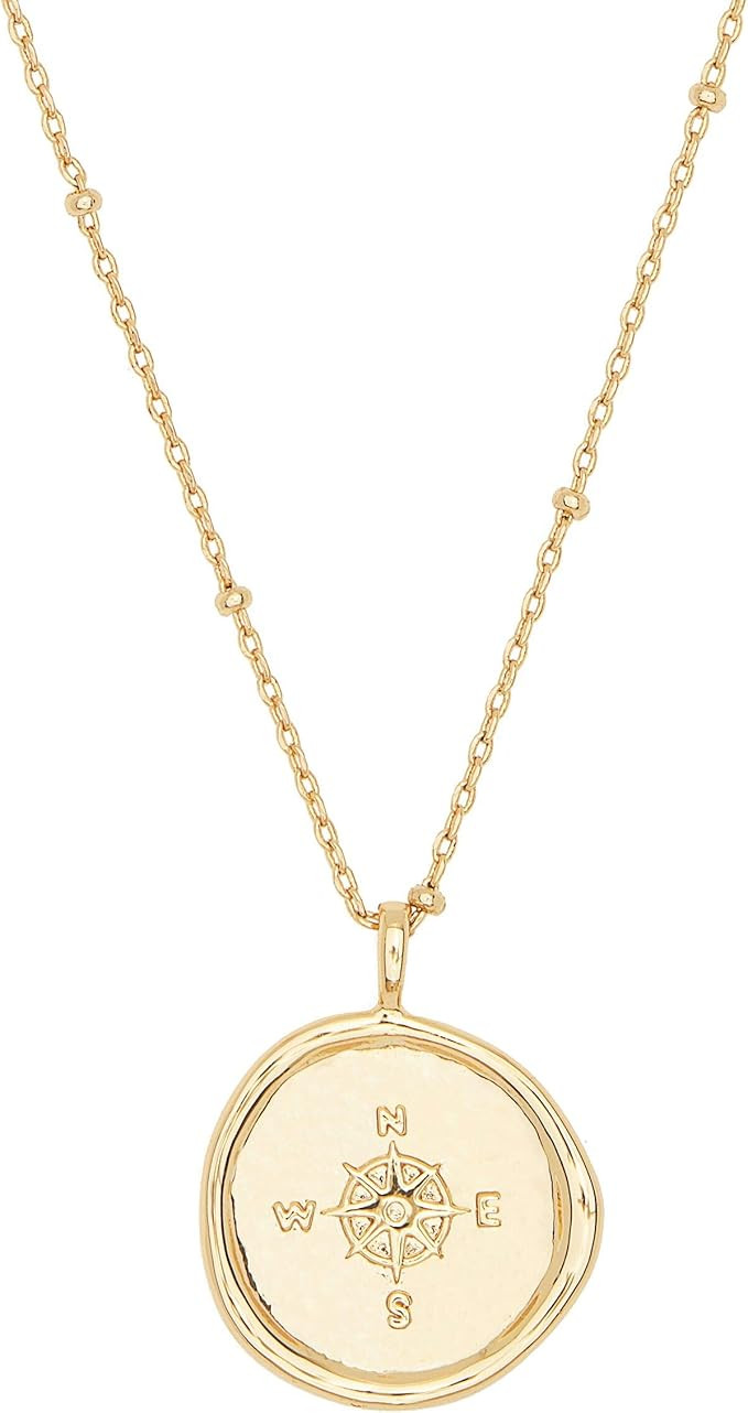 gorjana Women's Compass Coin Pendant Necklace, 18K Gold Plated Medallion, Adjustable 19 inch Chai... | Amazon (US)