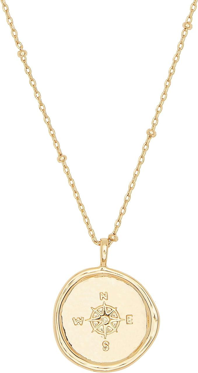 gorjana Women's Compass Coin Pendant Necklace, 18K Gold Plated Medallion, Adjustable 19 inch Chai... | Amazon (US)