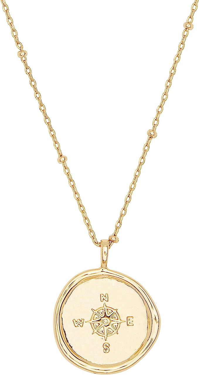 gorjana Women's Compass Coin Pendant Necklace, 18K Gold Plated Medallion, Adjustable 19 inch Chai... | Amazon (US)