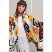 Huge Square Silk Scarf, Luxurious Printed Summer Light & Airy Made in Italy, Big Whimsical Original Print By Designer Dikla Levsky | Etsy (US)