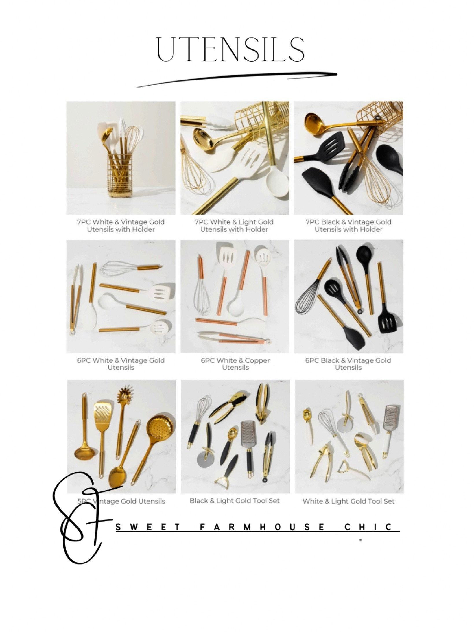 Styled Settings Utensils

Utensils with holders, 6 pc utensils, tool sets, white & gold, black & gold, white & copper, vintage gold utensilss

#LTKGiftGuide #LTKxPrimeDay #LTKSaleAlert