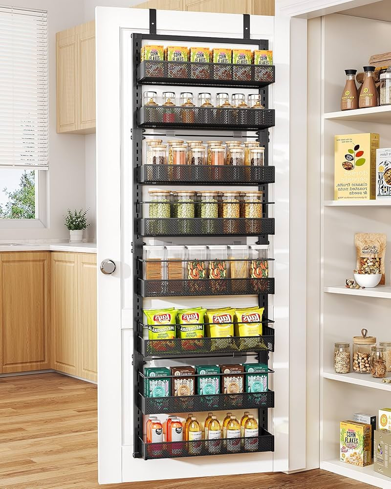 SNTD Over the Door Pantry Organizer - 8 Tier Adjustable Pantry Door Spice Organizer, Large Capaci... | Amazon (US)