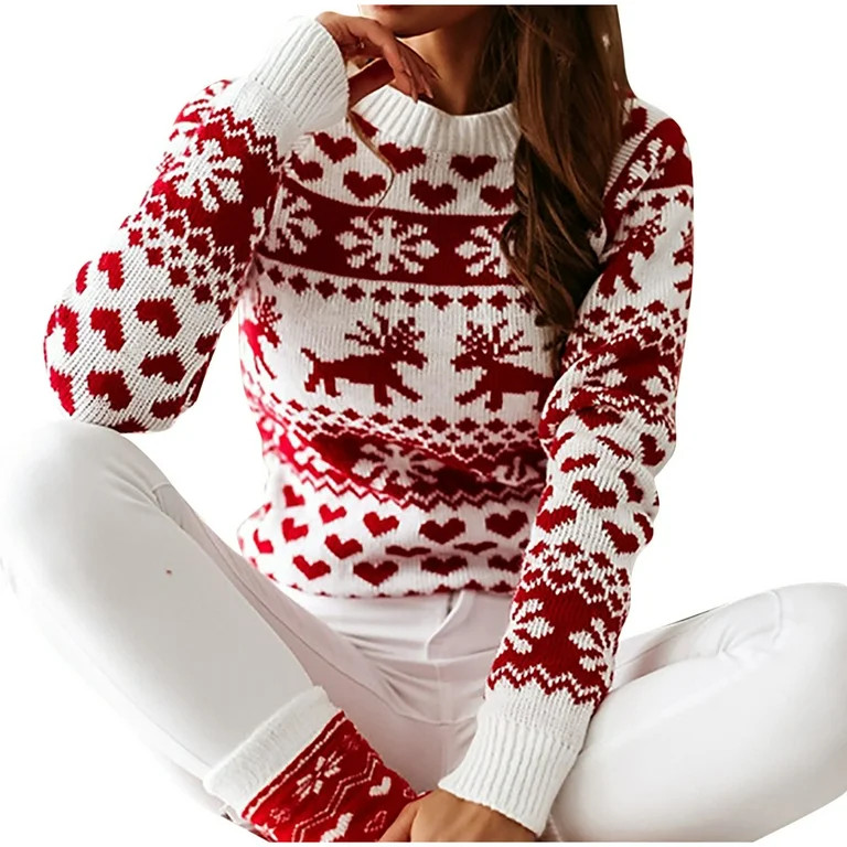 Luxalzxs Ugly Christmas Sweaters for Women 2023 Fashion Christmas Print Comfortable Long Sleeve L... | Walmart (US)