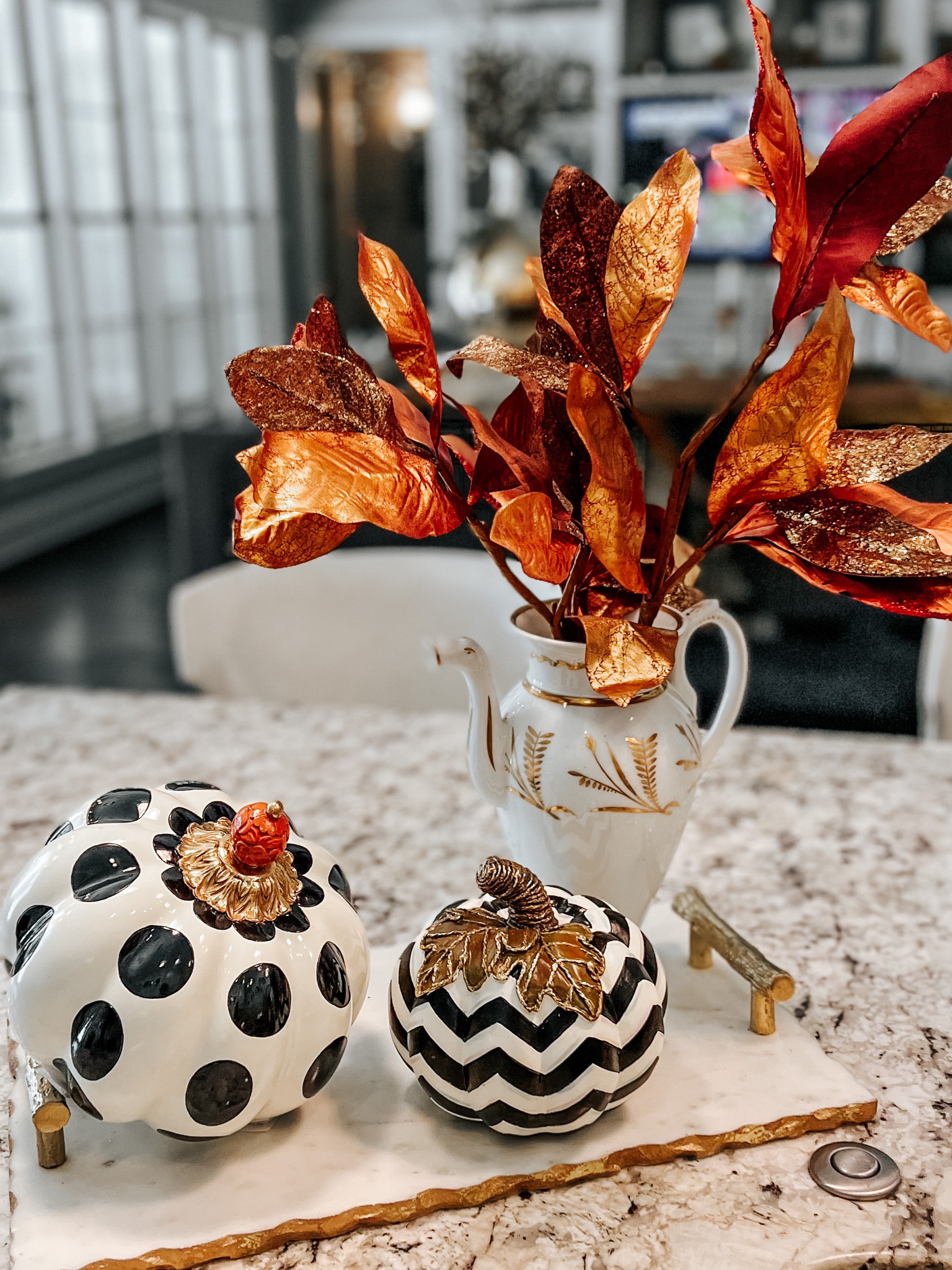 Officially fall in our household and I’m obsessed with all things black and white this fall & how cute are these MacKenzie Childs pumpkins! 
#falldecorinspo #pumpkins #fall

#LTKHalloween #LTKhome #LTKSeasonal