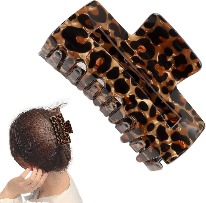 Leopard Hair Clip, 3.1in Cheetah Hair Clip, PVC Leopard Claw Clip, Cheetah Claw Clip for Women fo... | Amazon (US)