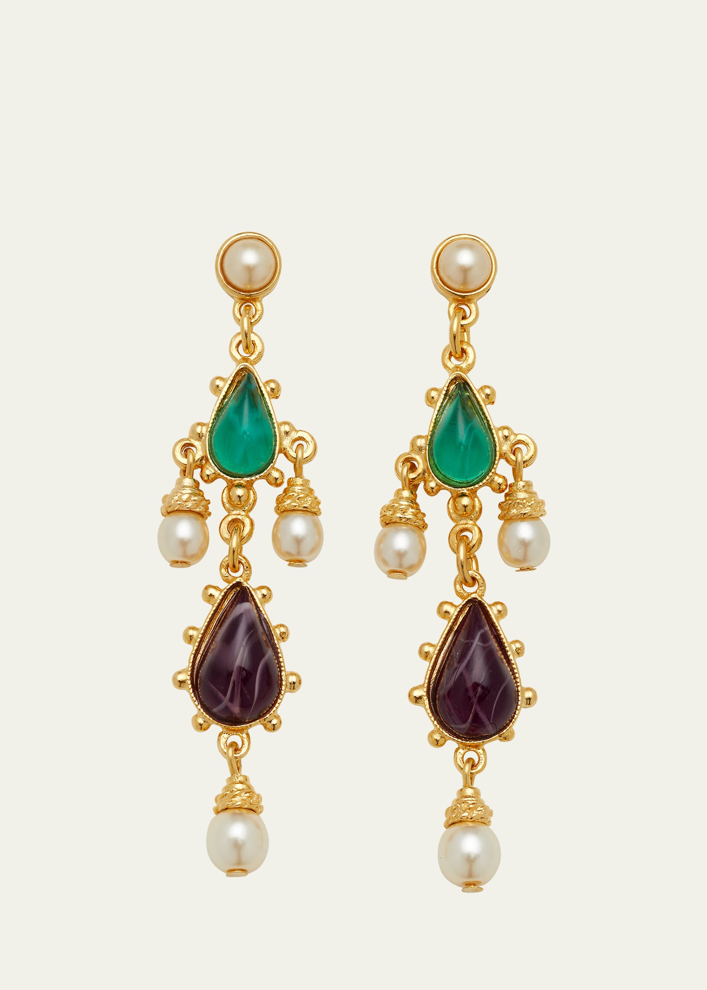 Ben-Amun Gold Stone and Pearly Earrings | Bergdorf Goodman