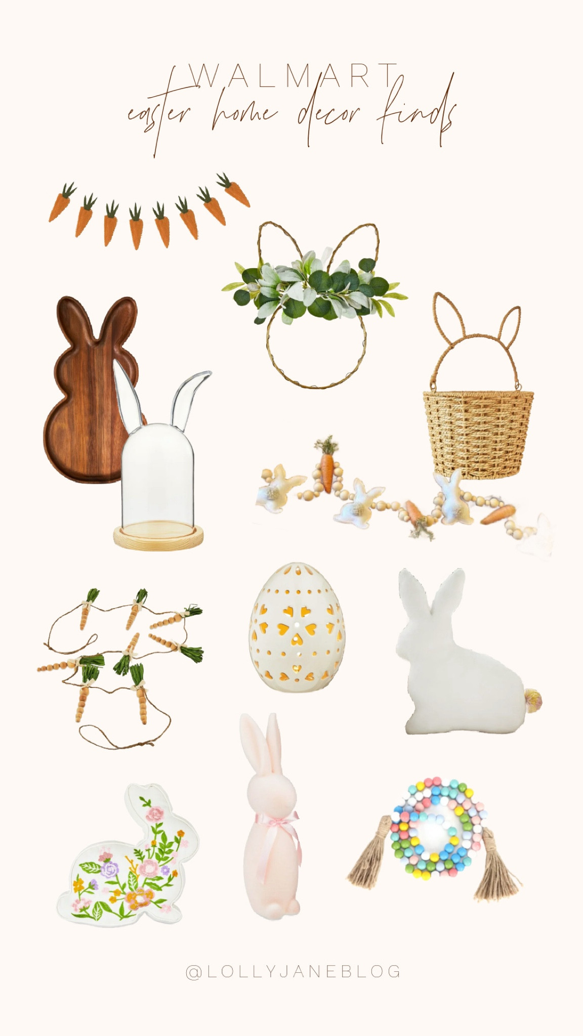 Walmart Easter home decor finds! 🐰🫶🏻

Walmart has some adorable home decor finds. We found some beautiful Easter throw pillows, and an adorable Easter bunny Easter basket. Ceramic easter bunny egg decor is also adorable! We found these kitchen goods as well, this bunny cutting board was way too cute to not add, along with this bunny shaped jar. It would be so fun to have some yummy robin eggs in there, our fav! Many many garlands for this Easter season. And to finish off this cute collage off with this cute Easter bunny shaped wreath! Happy Easter season! 💕 

#LTKSeasonal #LTKhome #LTKstyletip