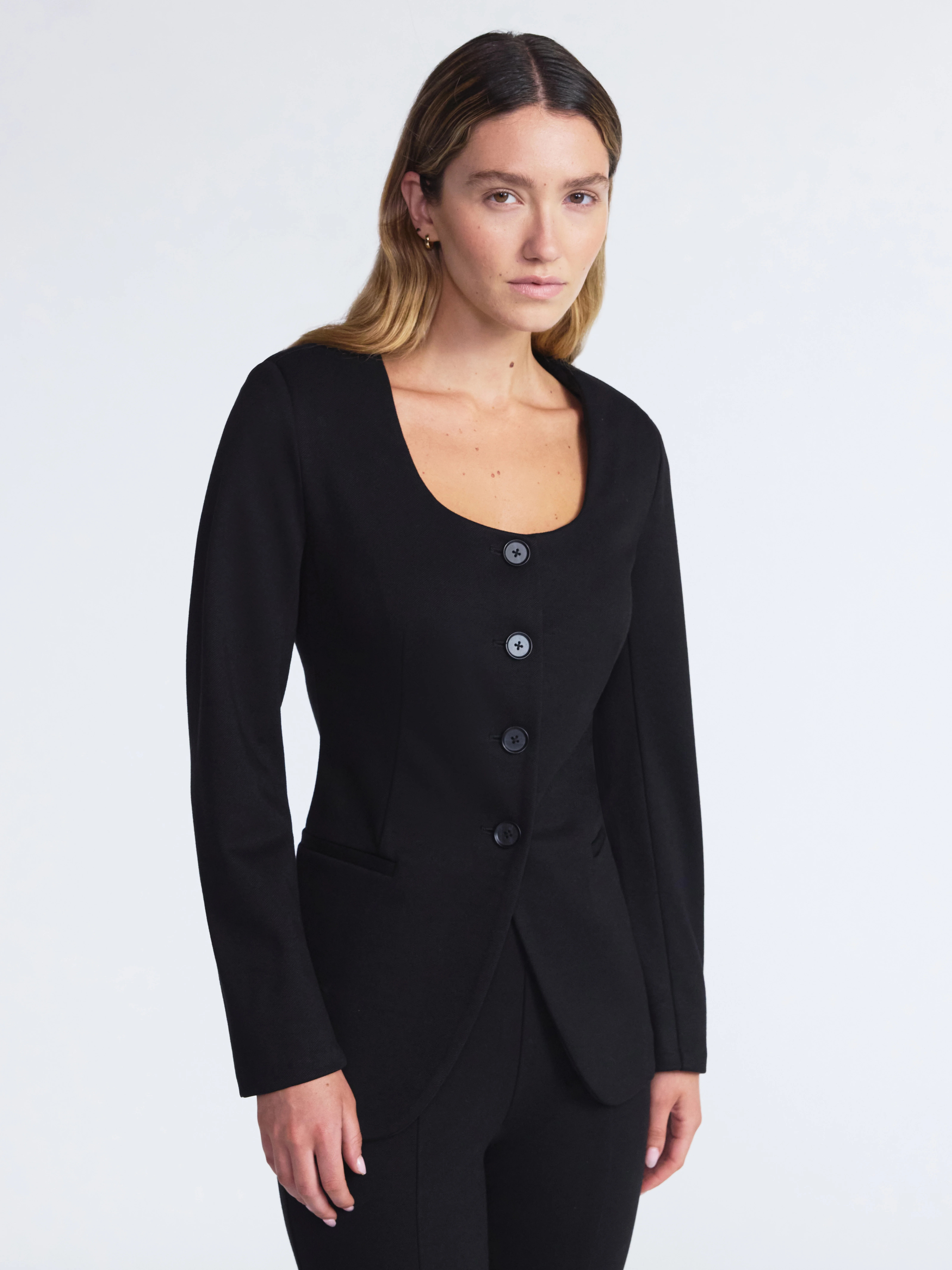 Scoop Women's and Women’s Plus Slim Fit Elongated Ponte Blazer, Sizes XS-4X | Walmart (US)