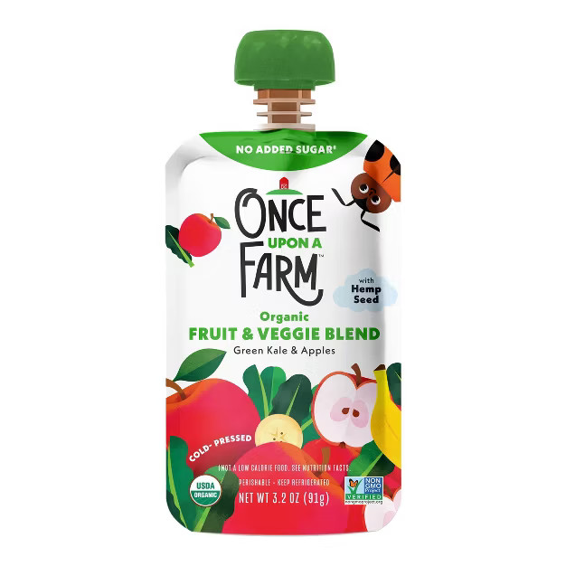 Once Upon a Farm Green Kale & Apples Organic Kids' Snack - 3.2oz Pouch | Target