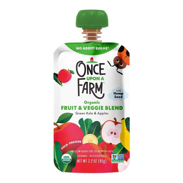 Once Upon a Farm Green Kale &#38; Apples Organic Kids&#39; Snack - 3.2oz Pouch | Target