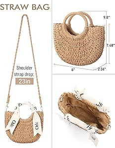 Straw Bag - Cute Woven Straw Purse, Beach Bags for Women Vacation & Daily Use, Handbag or Crossbo... | Amazon (US)