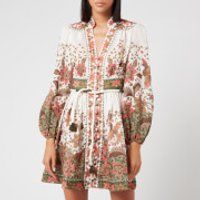 Zimmermann Women's Empire Batik Short Dress - Khaki Batik - 0/UK 8 | Coggles (Global)