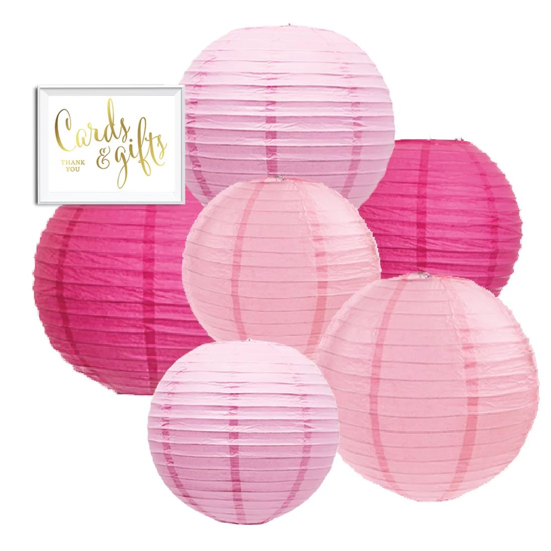 Andaz Press Blush Pink, Pink, Fuchsia Hanging Paper Lanterns Decorative Kit, 6-ct with Free Gifts... | Walmart (US)