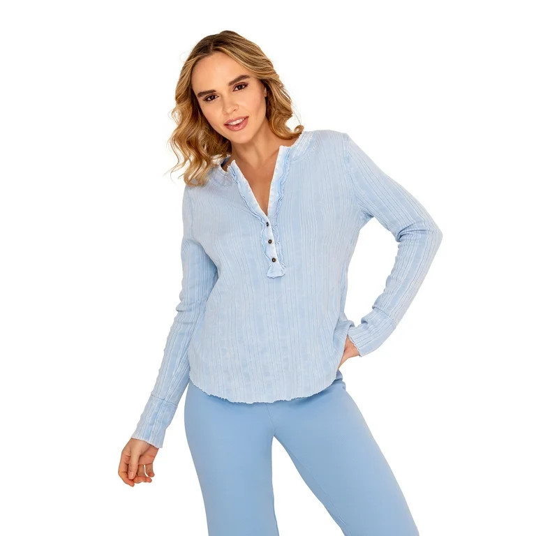 Hard Tail Women's V-Neck Variegated Rib Pullover | Walmart (US)