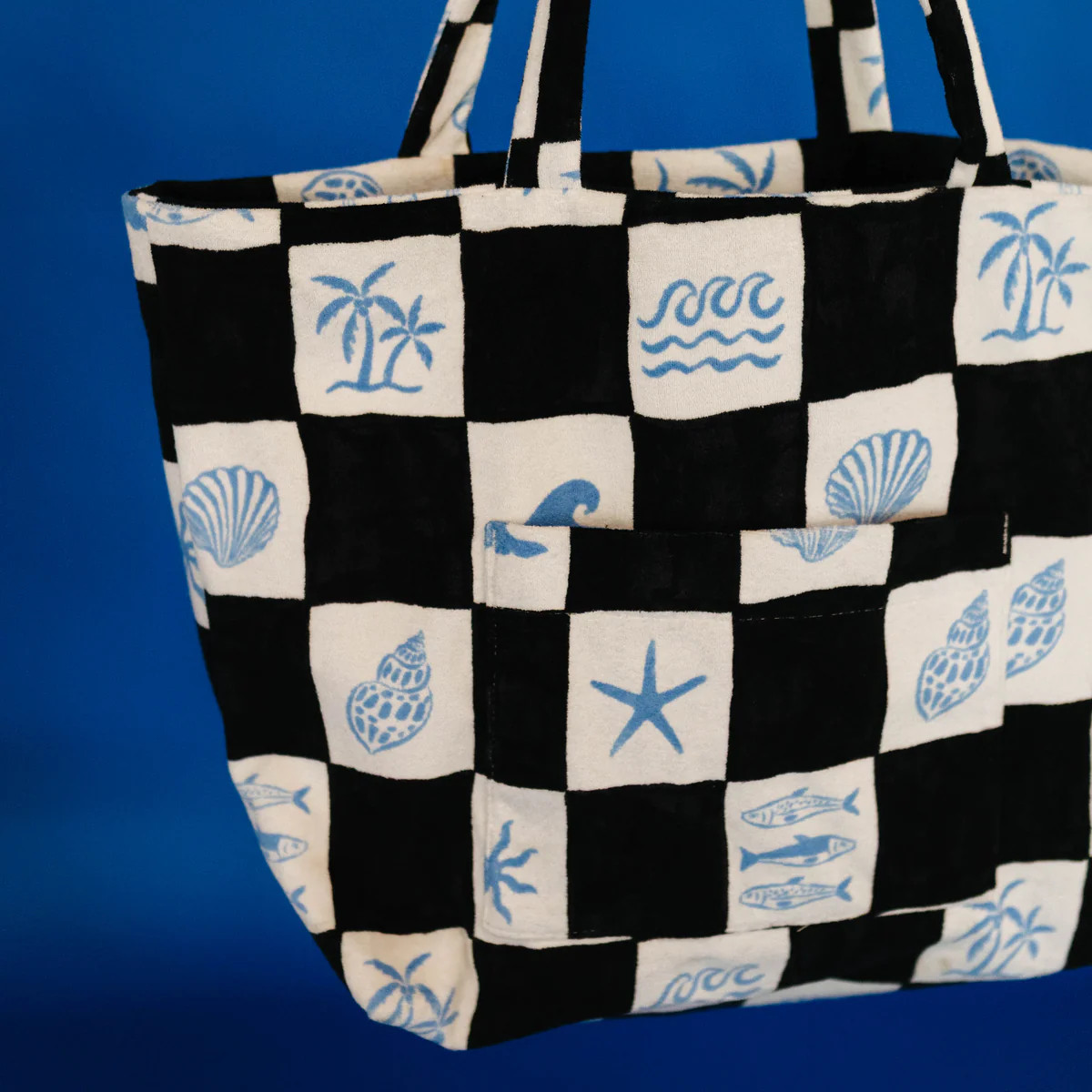 Coastal Check Beach Tote Bag | Staykation