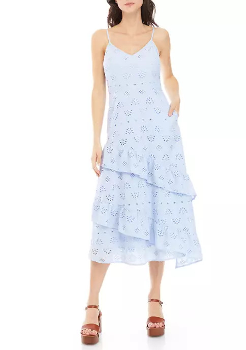 Women's Strappy Eyelet Floral Tiered Dress | Belk